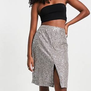 FRENCH CONNECTION Women’s High Waist Eshka Sequin Midi Skirt Size 0